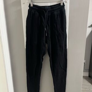 Black Track Pants with Elastic Waistband and Tapered Legs